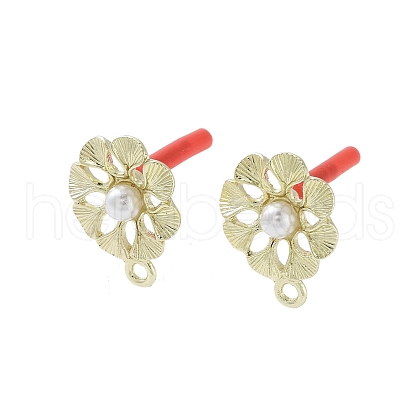 Rack Plating Golden Alloy with ABS Pearl Stud Earring Findings EJEW-B036-03G-11-1