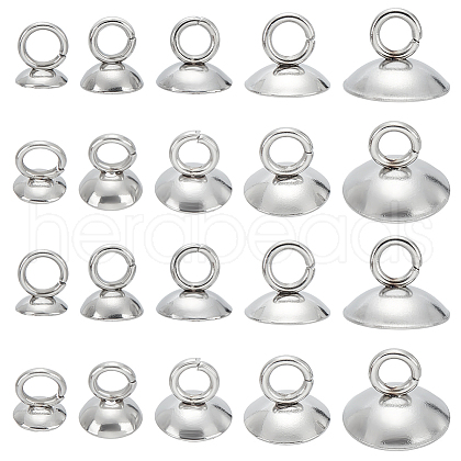 30Pcs 5 Styles 201 Stainless Steel Bead Cap Pendant Bails STAS-LP0001-24-1