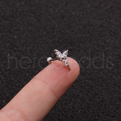 Brass Micro Pave Clear Cubic Zirconia Cartilage Earrings for Women WG50079-18-1