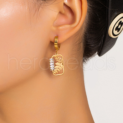 Vintage Stainless Steel Hollow Leaf Hoop Earrings TB6975-1-1
