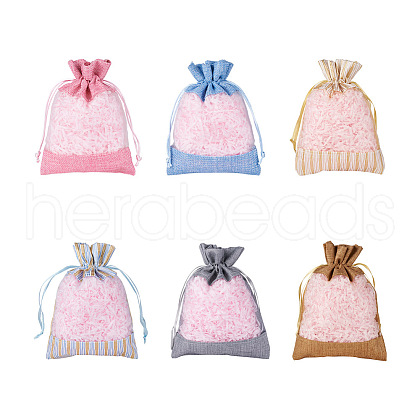 Magibeads 30Pcs 6 Colors Cotton & Organza & Burlap Packing Pouches Drawstring Bag ABAG-MB0001-09-1