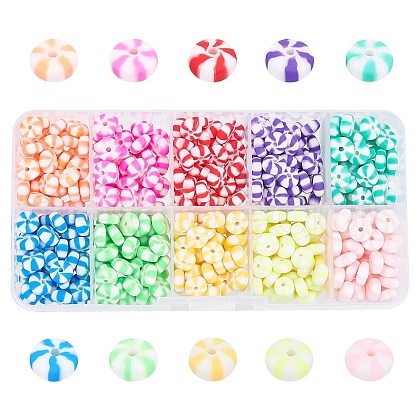 SUPERFINDINGS 10 Colors Handmade Polymer Clay Beads CLAY-FH0001-07-1