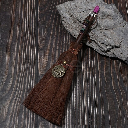 Natuarl Quartz Mini Witch Palm Broom Pendant Ornament PW-WG28213-05-1