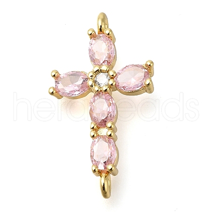 Brass Pave Cubic Zirconia Connector Charms KK-M101-03A-G02-1
