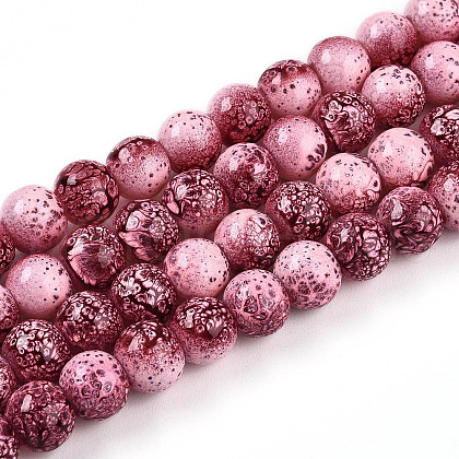 Transparent Baking Painted Glass Beads Strands DGLA-N009-8mm-03-1