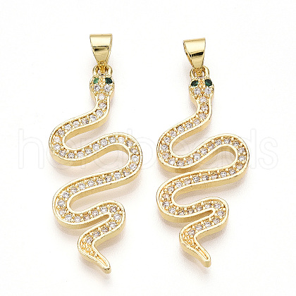 Brass Micro Pave Cubic Zirconia Pendants KK-T070-55G-1