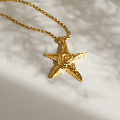 Summer Fashionable Brass Vortex Starfish Pendant Necklaces for Women FS-WG7C9A7-01-1