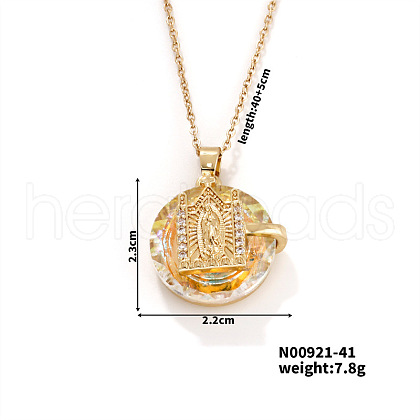 Vintage Sparkling Rhinestone Virgin Mary Pendant Necklaces AB4830-1-1