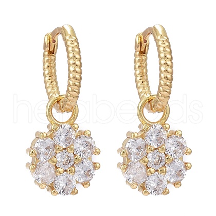 Brass Micro Pave Cubic Zirconia Huggie Hoop Earrings EJEW-K083-25G-B-1
