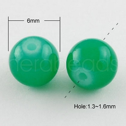 Sea Green Color Spray Painted Round Imitation Jade Glass Beads Strands X-DGLA-S076-6mm-15-1