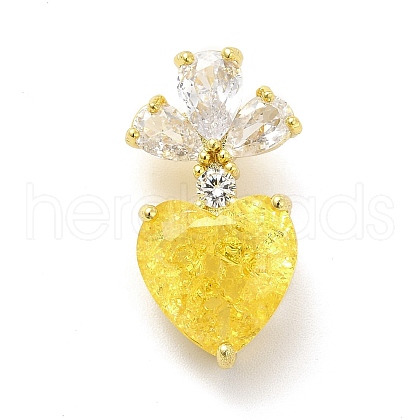 Brass Micro Pave Clear Cubic Zirconia Pendants KK-I695-070G-02-1