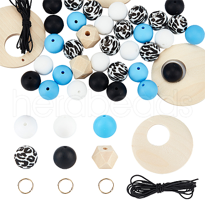 SUNNYCLUE DIY Silicone Beads Bulk Pendant Bracelet Making Kit DIY-SC0024-67-1