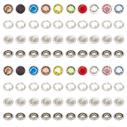 Olycraft 20 Sets 10 Colors 4Pcs Brass & Resin Snap Button BUTT-OC0001-56-1