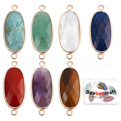 Beebeecraft 7Pcs 7 Styles Natural Mixed Gemstone Connector Charms G-BBC0001-34-1