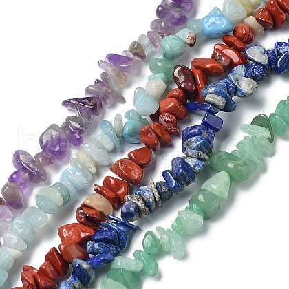 5 Strands 5 Style Natural Gemstone Chip Beads Strands G-SZ0001-53-1