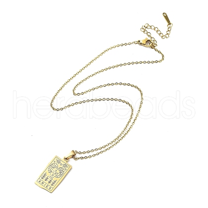 Rectangle with Twelve Constellations Pendant Necklaces NJEW-D069-01G-01-1