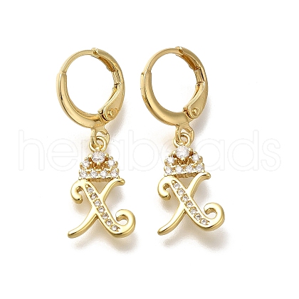 Brass Clear Cubic Zirconia Hoop Earrings EJEW-M045-01X-1