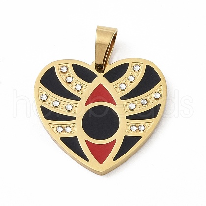 Ion Plating(IP) 304 Stainless Steel Enamel Rhinestone Pendants STAS-Q325-02F-G-1