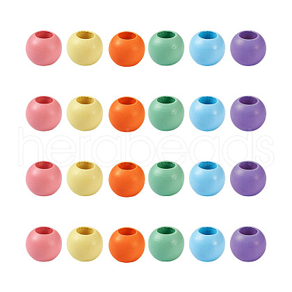 Craftdady 120Pcs 6 Colors Theaceae Wood Bead WOOD-CD0001-07-1