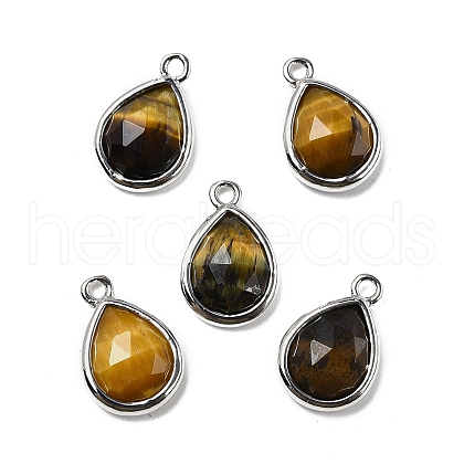 Natural Tiger Eye Faceted Pendants G-U019-05P-11-1