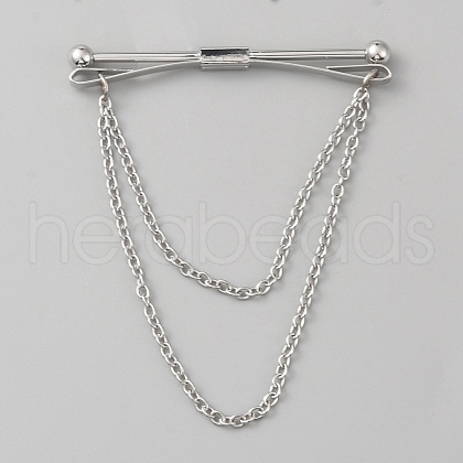 Brass Hanging Chains Collar Pins Tie Clips AJEW-WH0401-65P-1
