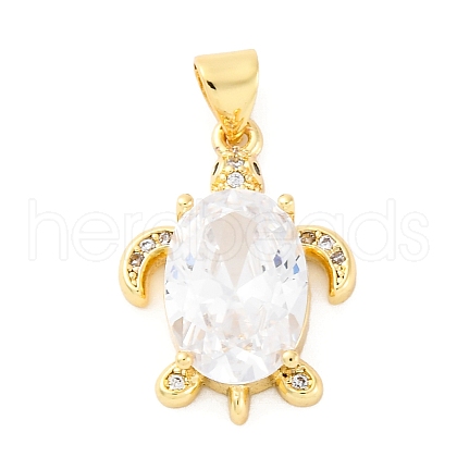 Brass Micro Pave Clear Cubic Zirconia Pendants KK-S510-27G-1