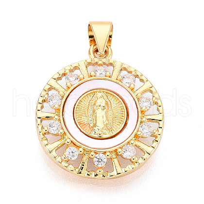 Brass Micro Pave Clear Cubic Zirconia Pendants KK-N268-83G-1