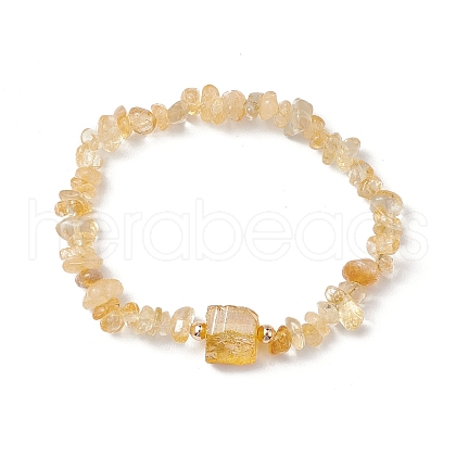 Electroplated Hexagon Prism Natural Quartz Chip Beaded Stretch Bracelets fo Women BJEW-JB10756-05-1