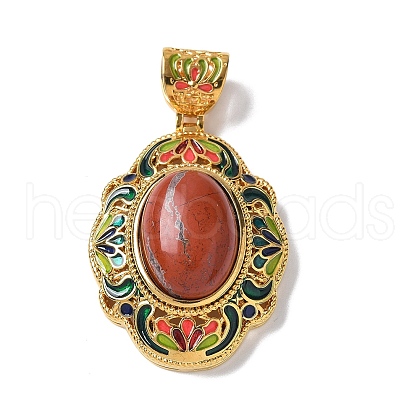 Natural Red Jasper Flower Pendants KK-K399-18C-01-1
