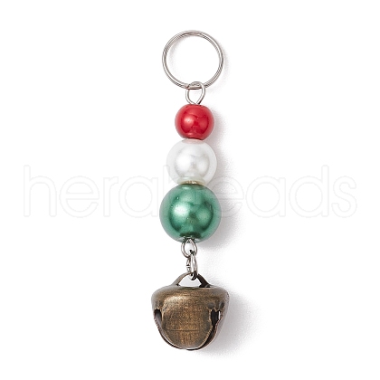 5Pcs Christmas Theme Glass Pearl Pendant Decoration PALLOY-JF02883-S-1