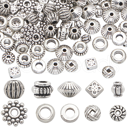 SUNNYCLUE 500Pcs 10 Styles Tibetan Style Alloy Spacer Beads FIND-SC0010-59-1