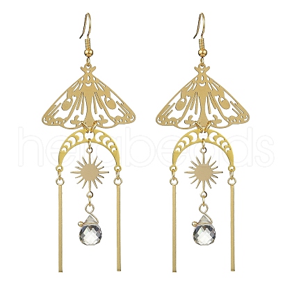 Brass Butterfly Dangle Earrings for Women EJEW-TA00369-1