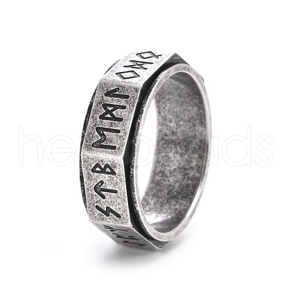 Rune Words Viking Amulet Titanium Steel Rotating Finger Ring PW-WG34578-27-1