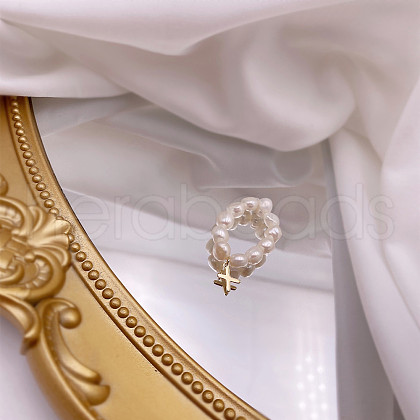 Mother's Day Jewellery Natural Freshwater Pearl Beaded Finger Rings WG7CD33-26-1