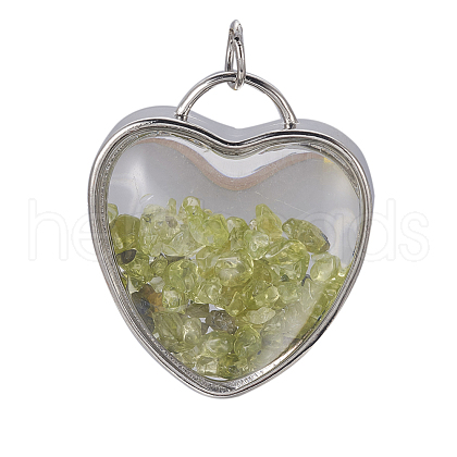 Natural Peridot Chips Pendants G-A176-B08-1