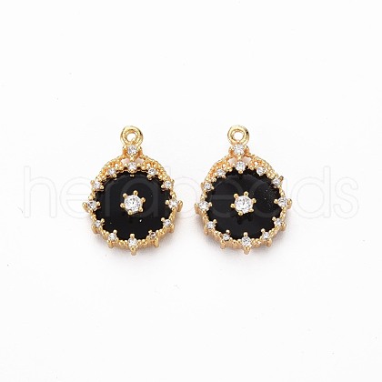 Brass Micro Pave Clear Cubic Zirconia Pendants KK-S356-677-1