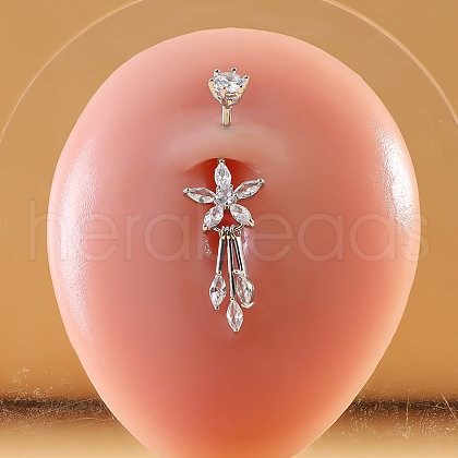 316L Surgical Stainless Steel Micro Pave Clear Cubic Zirconia Belly Rings FS-WG9E32A-03-1