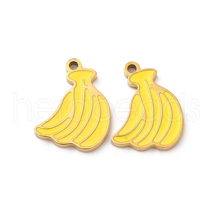 Fruit Seris 304 Stainless Steel Enamel Charms STAS-U060-03G-09-1