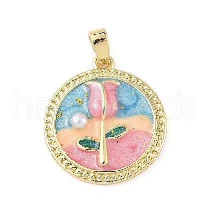 Brass Enamel Pendants KK-D358-01C-G-1