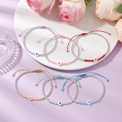 Brass Round Beads Braided Bead Bracelets for Women BJEW-JB11718-1