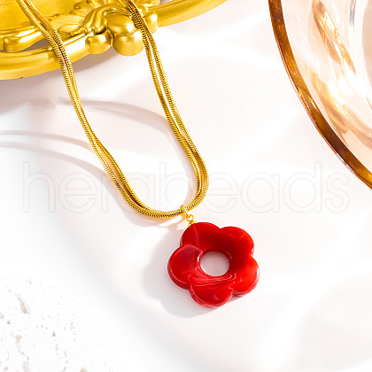 5-Petal Flower Acrylic Pendant Necklaces FS-WG916E3-03-1