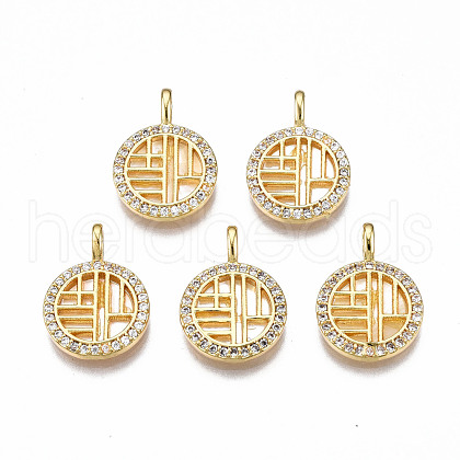 Brass Micro Pave Clear Cubic Zirconia Pendants KK-Q277-010-NF-1