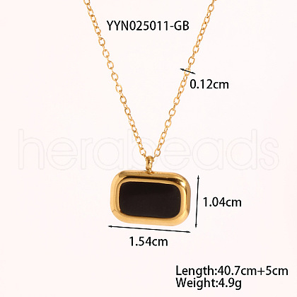 Vintage Stainless Steel Enamel Rectangle Pendant Necklaces for Women PC2177-2-1