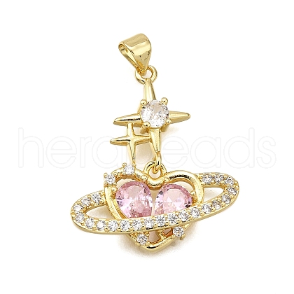 Brass Micro Pave Cubic Zirconia Pendants KK-K401-02B-G-1