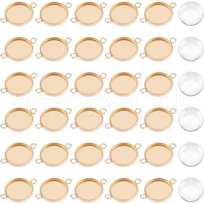 Unicraftale DIY Blank Dome Flat Round Link Connector Making Kit DIY-UN0003-77B-RG-1