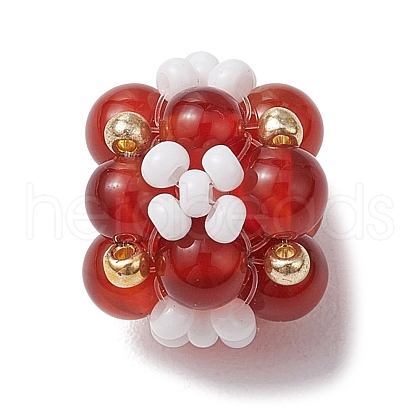 Natural Carnelian(Dyed & Heated) & Glass Seed Cluster Beads PALLOY-MZ00591-02-1