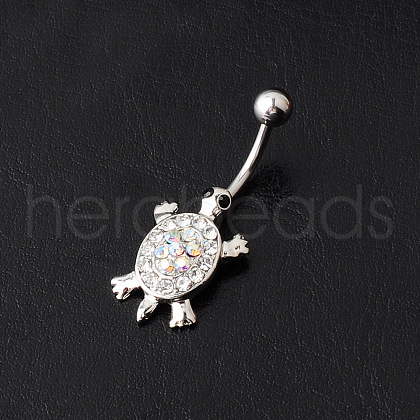 Tortoise 316 Surgical Stainless Steel with Rhinestone Belly Rings FS-WG77A27-01-1