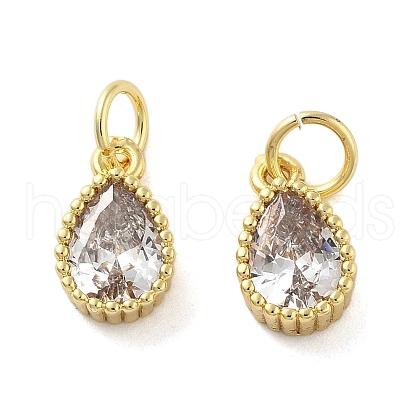 Brass Micro Pave Cubic Zirconia Charms KK-C092-09G-1