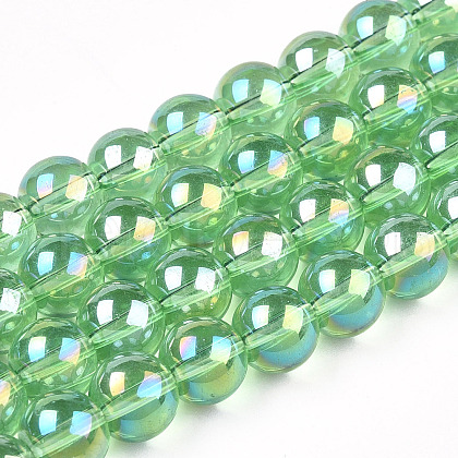Electroplate Transparent Glass Beads Strands X-GLAA-T032-T8mm-AB17-1