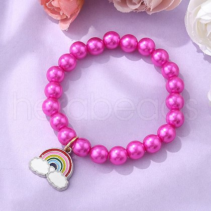 ABS Plastic Imitation Pearl Beads Stretch Bracelets BJEW-JB11584-02-1